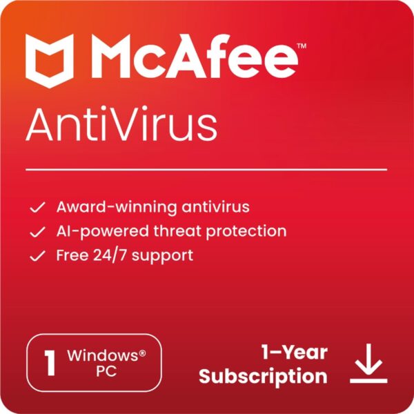 McAfee Basic Antivirus 1 Year 1 Device Email Delivery