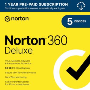 Norton 360 Deluxe 5 Devices 1 Year Email Delivery